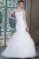Romantic Trumpet Mermaid Sweetheart Ruched Organza Ruffle Wedding Dress Corset Back