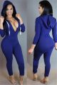 Sexy Deep V Neck Hooded Rompers And Women Jumpsuit With Sleeves