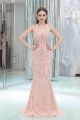 Sexy Halter Backless Blush Pink Tulle Beaded Evening Occasion Dress