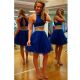 Sexy Halter Keyhole Back Two Piece Mini Royal Blue Tulle Prom Dress