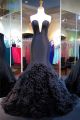 Sexy Mermaid Deep Sweetheart Neckline Black Taffeta Ruffle Prom Dress