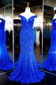 Sexy Mermaid Off The Shoulder Royal Blue Lace Evening Prom Dress