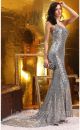 Sexy Mermaid One Shoulder Backless Silver Sequin Special Occasion Evening Dress With Train