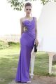 Sexy One Shoulder Backless Long Lavender Jersey Beaded Special Occsaion Evening Dress