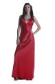 Sexy Sheath Long Red Silk Beaded Prom Dress With Straps