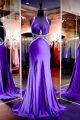 Sexy Sheath Sweetheart Long Purple Silk Beaded Prom Dress