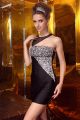 Sexy Unsymmetrical Tight Mini Black Jersey Beaded Party Prom Dress