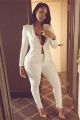 Sexy White Long Sleeve Club Two Piece Women Suit