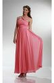 Sheath Asymmetrical Strap Long Coral Chiffon Bridesmaid Dress