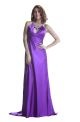 Sheath Empire Waist Long Purple Silk Beaded Prom Dress With Straps