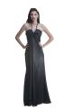 Sheath Halter Empire Waist Long Black Silk Evening Dress