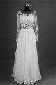 Sheath Illusion Neckline Backless Long Sleeve Chiffon Lace Beach Wedding Dress