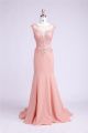 Sheath Illusion Neckline Long Coral Satin Tulle Flower Prom Dress