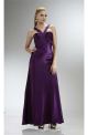 Sheath Long Purple Silk Formal Occasion Evening Dress With Lace Straps