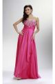 Sheath Sweetheart Long Hot Pink Chiffon Rhinestone Beaded Prom Dress