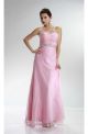 Sheath Sweetheart Long Light Pink Chiffon Ruched Prom Dress Beading Sash