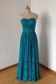 Sheath Sweetheart Long Teal Lace Wedding Guest Bridesmaid Evening Dress