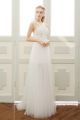 Sheath Sweetheart One Shoulder Lace Tulle Outdoor Beach Wedding Dress