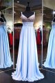 Sheath Sweetheart Strap Light Sky Blue Chiffon Beaded Prom Dress