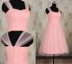 Simple A Line Sweetheart Short Light Pink Tulle Party Prom Dress With Straps