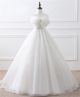 Simple Ball Gown Strapless Corset Back Organza Wedding Dress With Bow