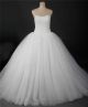 Simple Ball Gown Strapless Lace Tulle Puffy Wedding Dress