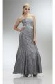Slim Mermaid Strapless Gray Lace Prom Dress With Sash
