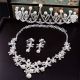 Stunning Alloy Pearl Wedding Bridal Tiara Crown Necklace Jewely Set