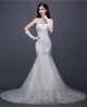 Stunning Mermaid Jewel Neckline Open Back Tulle Lace Beaded Wedding Dress