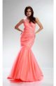 Stunning Mermaid One Shoulder Coral Tulle Beaded Prom Dress