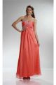 Stunning Sheath Strapless Long Coral Chiffon Beaded Prom Dress