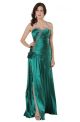 Stunning Sweetheart High Slit Long Emerald Green Silk Ruched Prom Dress