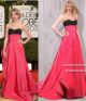 Taylor Swift Inspired A Line Strapless Black And Red Satin Two Tone Evening Dress