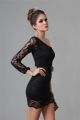 Tight One Shoulder Sleeved Short Little Black Lace Party Prom Dress