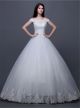 Traditional Ball Gown Off The Shoulder Tulle Lace Corset Wedding Dress Without Train