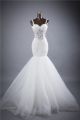 Trumpet Mermaid Sweetheart Backless Lace Tulle Wedding Dress With Straps