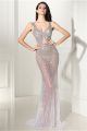 Unique Sexy V Neck See Through Tulle Beaded Special Occasion Prom Dress