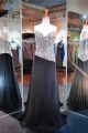 Unsymmetrical Sheath Sweetheart Long Black Chiffon Beaded Prom Dress