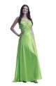 Unusual Sheath Cut Out Open Back Long Lime Green Silk Beaded Prom Dress