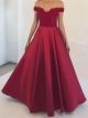 Sexy Long Ball Gown Red Lace Prom Evening Dress Off The Shoulder Corset