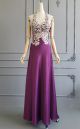 Beautiful Long A Line Purple Beaded Prom Evening Dress Halter With Appliques