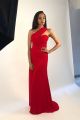 Beautiful Long Colum Red Chiffon Prom Party Dress One Shoulder Sleeveless