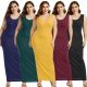 Beautiful Long Sheath Scoop Sleeveless Yellow Knitted Plus Size Midi Dress