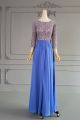 Chic A Line Blue Lace Chiffon Beaded Mother Of The Bridesmaid Dress With 3 4 Sleeves