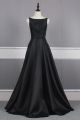 Chic Long A Line Beaded Black Prom Party Dress With Open Back