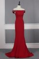 Chic Long Mermaid Beaded Red Prom Party Dress Off The Shoulder Sleeveless