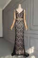 Chic Mermaid Long Black Lace Cut Out Prom Evening Dress V Neck Sleeveless