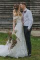 Classic A Line Off The Shoulder White Lace Wedding Dress With Cathedral Train