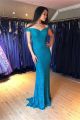 Elegant Long Mermaid Blue Lace Beaded Prom Evening Dress Off The Shoulder