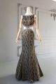 Elegant Mermaid Scoop Sleeveless Long Black Lace Beaded Prom Evening Dress With Cutouts